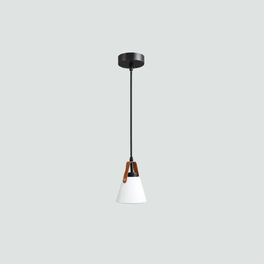 Lampara Colgante Cono-Cuero