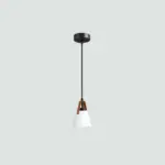 Lampara Colgante Cono Blanco+cuero 02.010.0116