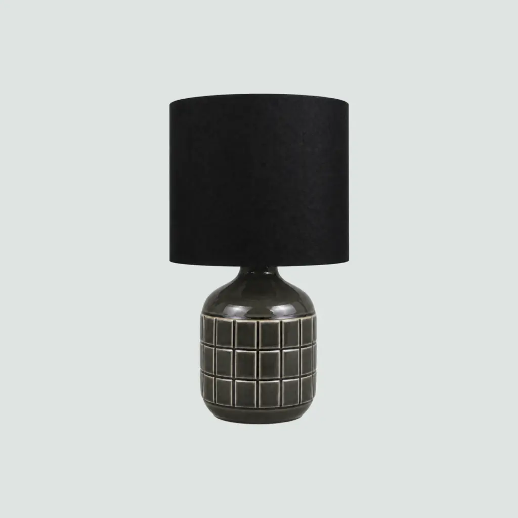 Lámpara De Mesa Cerámica Texturizada Negra
