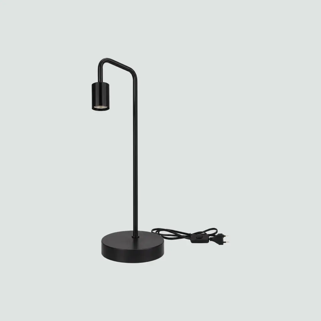 Lámpara De Mesa Minimalista Negra De Metal E27