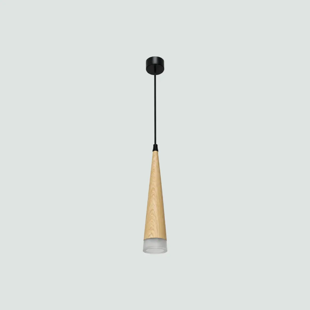 Lámpara Colgante Cono De Madera