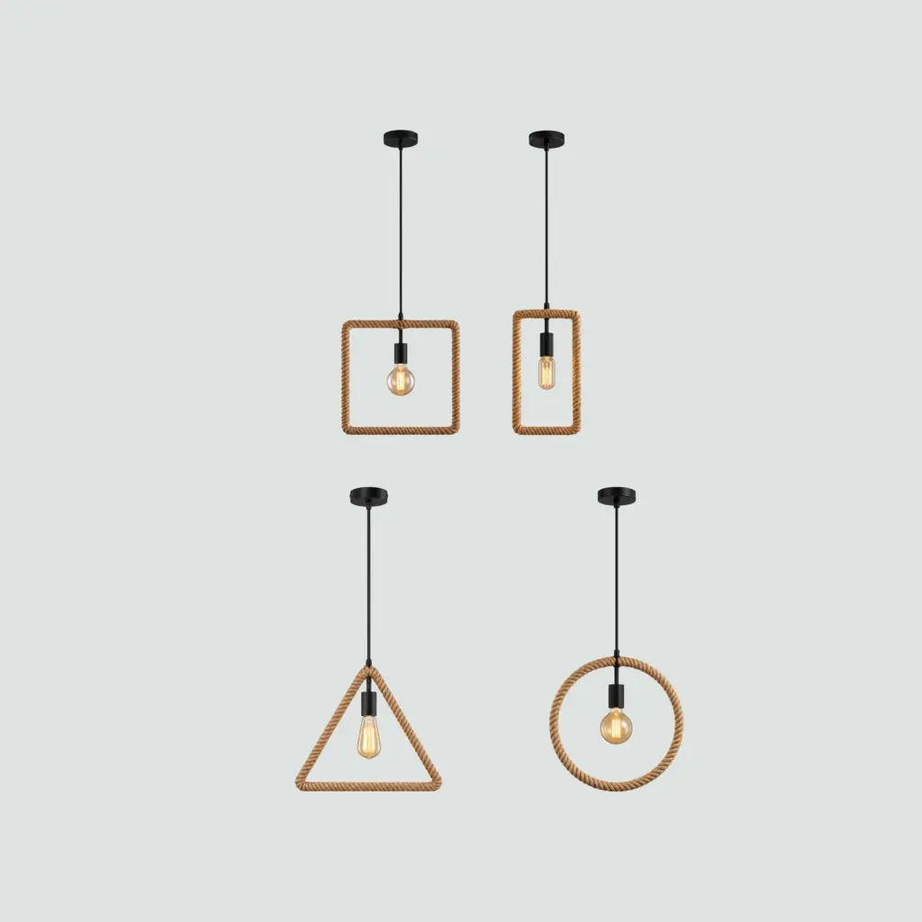 Conjunto De Lámparas Colgantes Rústicas Geométricas