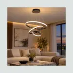 Lámpara Circular-Orbital/Negro + Blanco/3 Anillos/72W padre variable