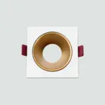 Carcasa Ojo De Buey Cuadrado Fijo Para Dicroico Blanco+dorado 02.017.0056