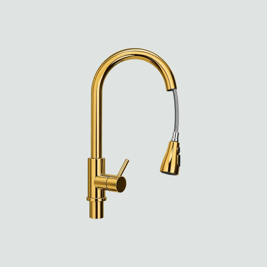 Llave Cocina Curvo Expandible Dorado