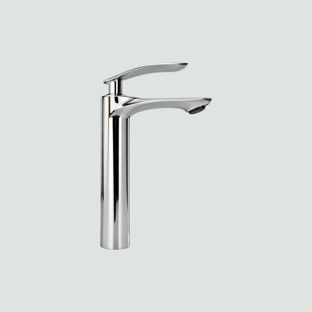 Llave De Lavabo Redonda Alta Cromado